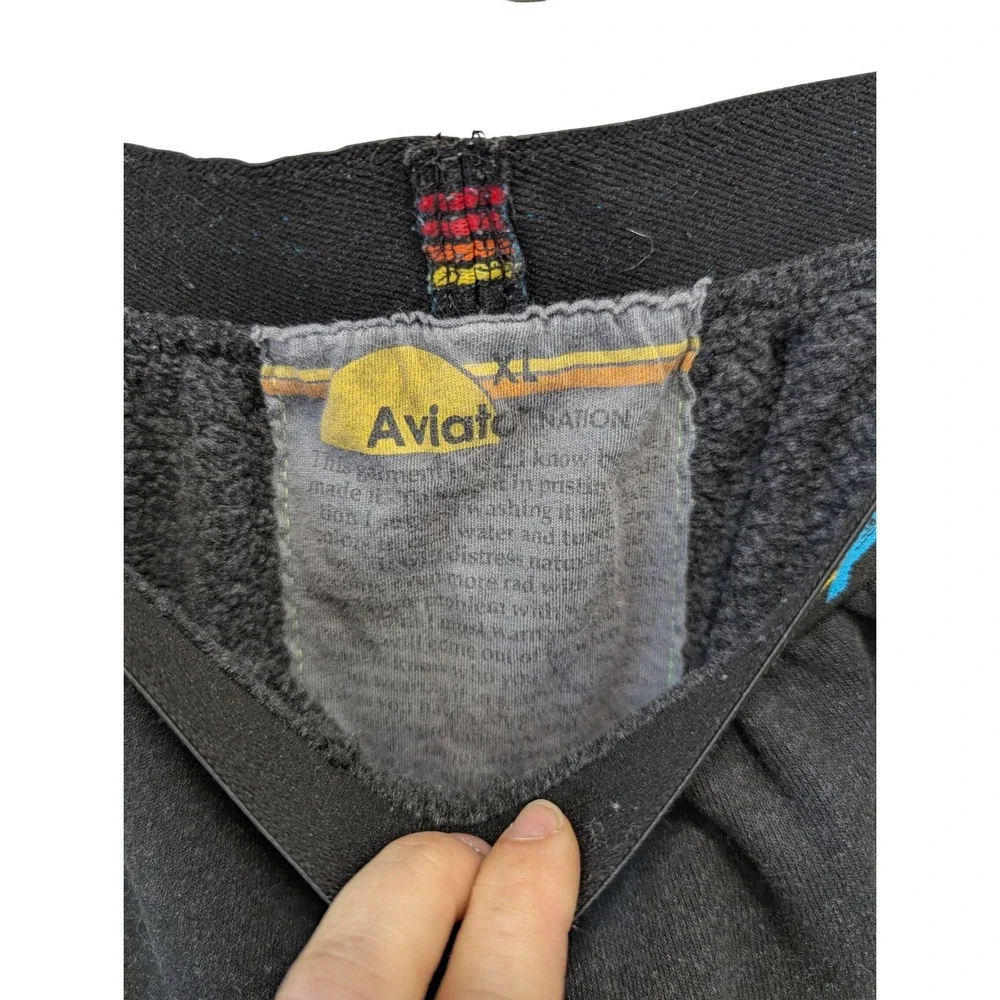 Aviator Nation Black Rainbow Striped Waistband Sweatpants Joggers XL USA Made - Picture 5 of 11